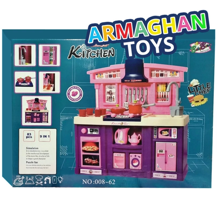 اسباب بازی دخترانه سرویس آشپزخانه اورجینال باتری خور دارای سینک با کارکرد واقعی