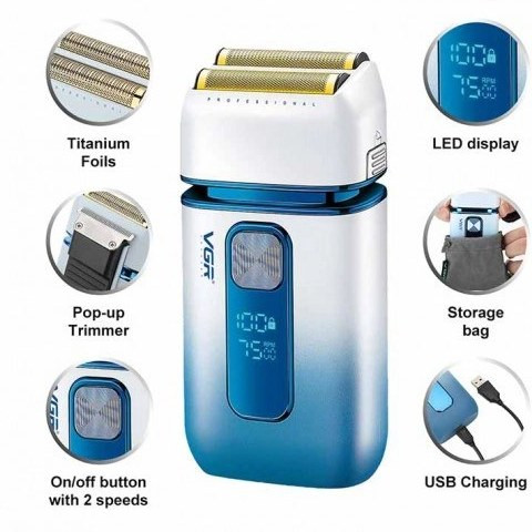 ماشین اصلاح وی جی آر مدل V-362 با تیغه تیتانیوم و ضد آب